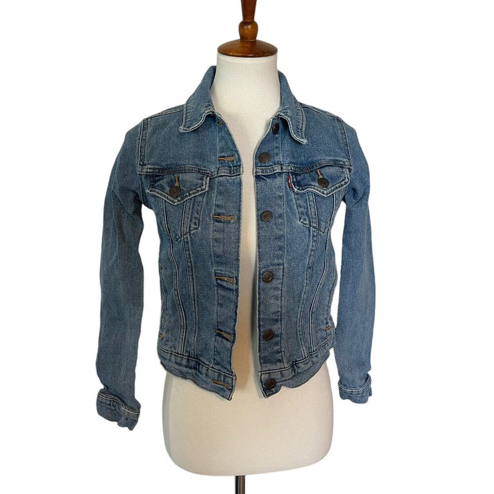 Levis Jacket Womens Extra Small Blue Denim Jean Work Western Cotton Size XS